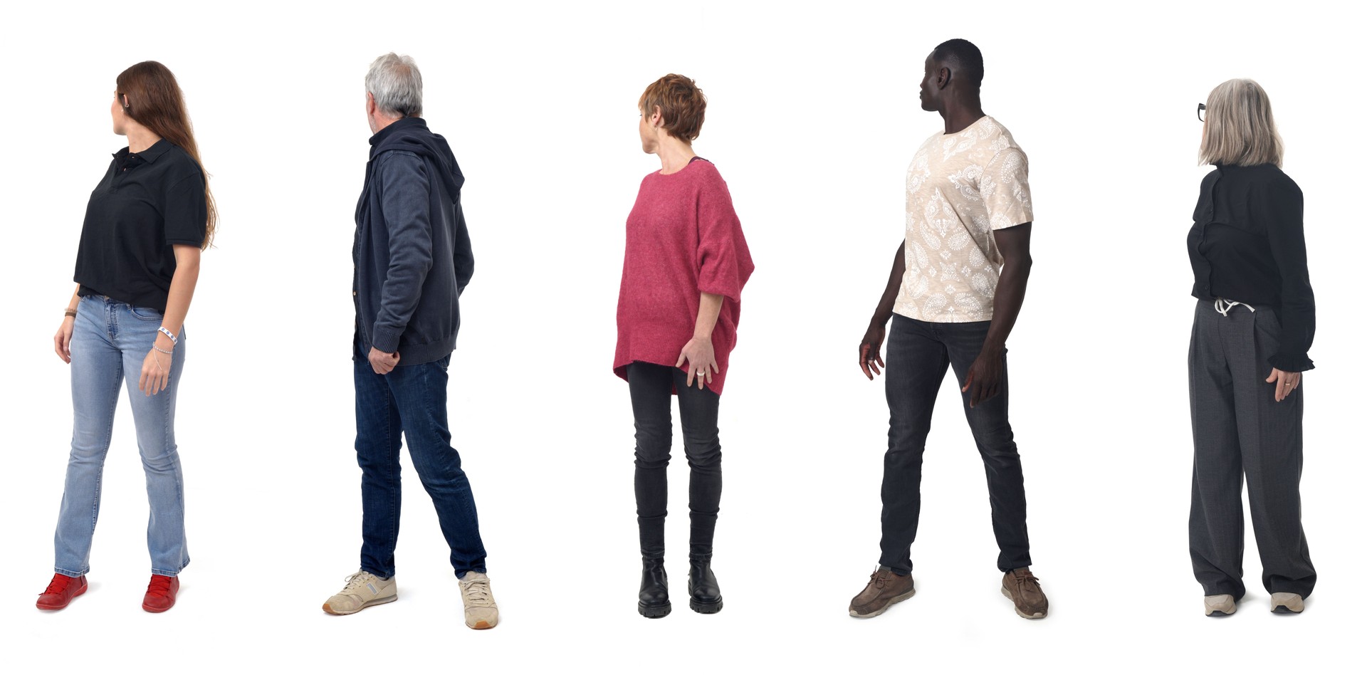 group of people on white background